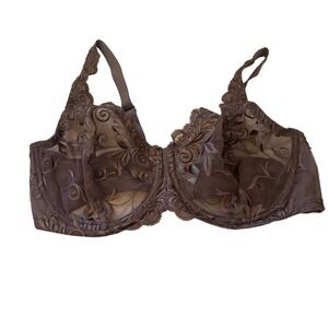 Soma Intimates Brown Floral Embroidered Lace Full Coverage Bra 36D